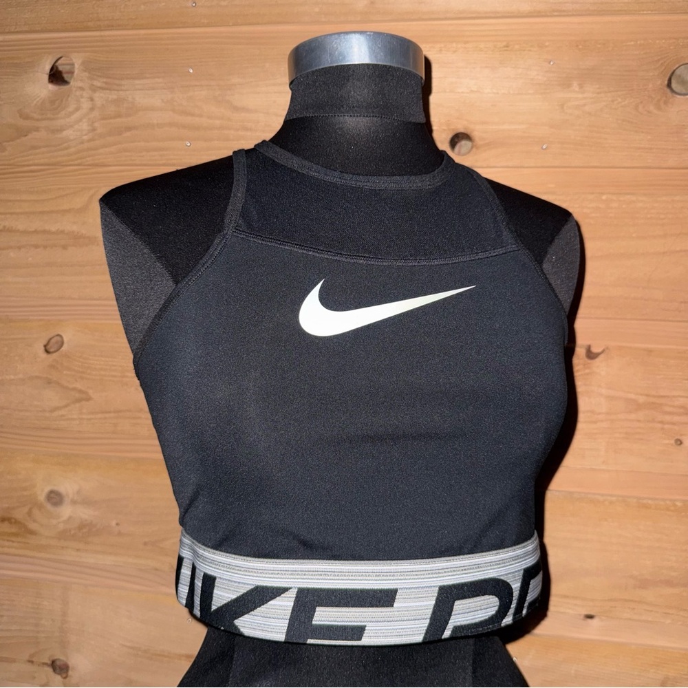 Nike Pro Black and Gray Sports Bra size Medium Dri - fit
